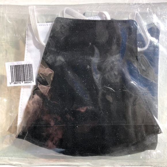 🦋 lot of 3 face masks washable reusable fabric masks black with white elastic - Picture 3 of 3